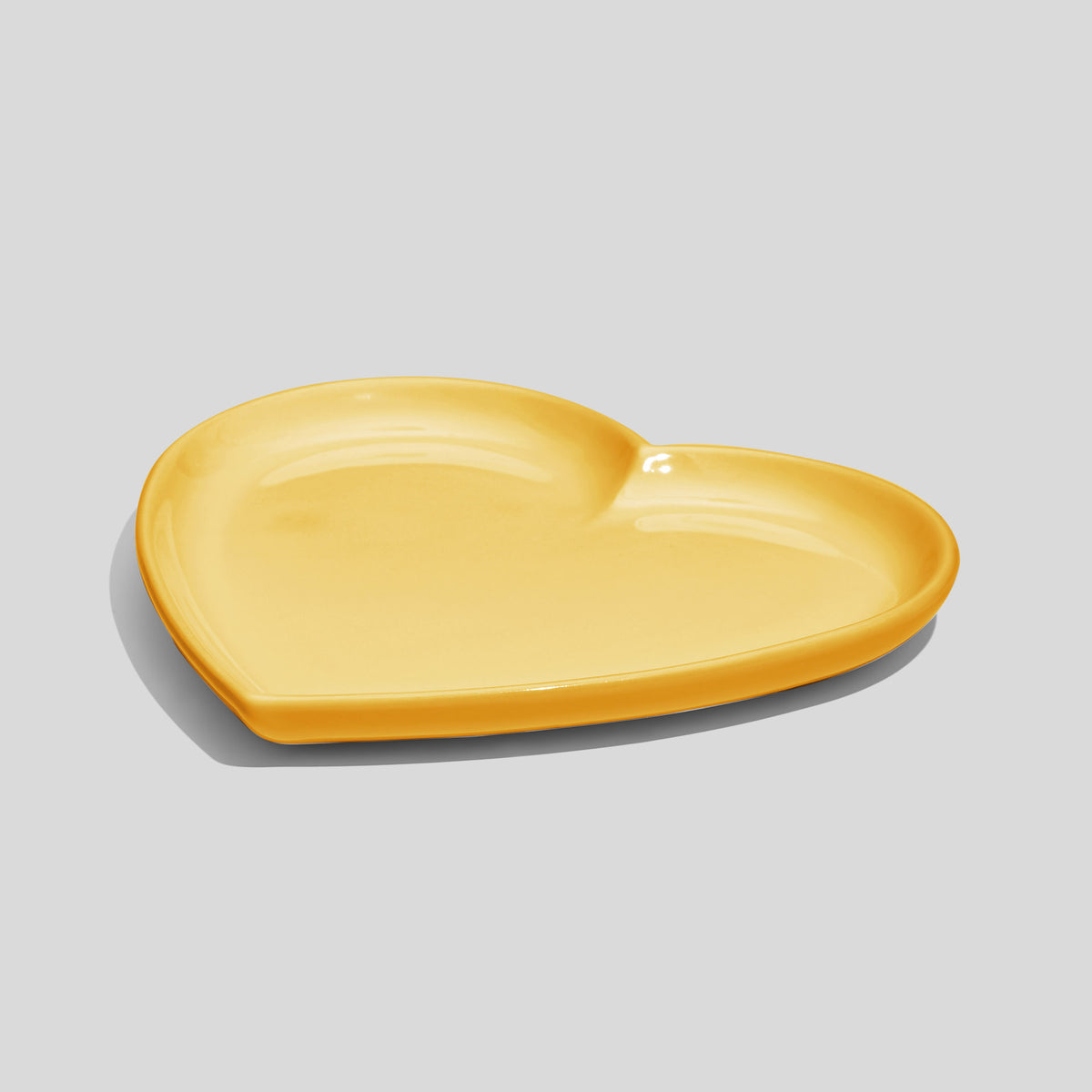 Herzförmiger Keramikteller 14 cm – Gelb