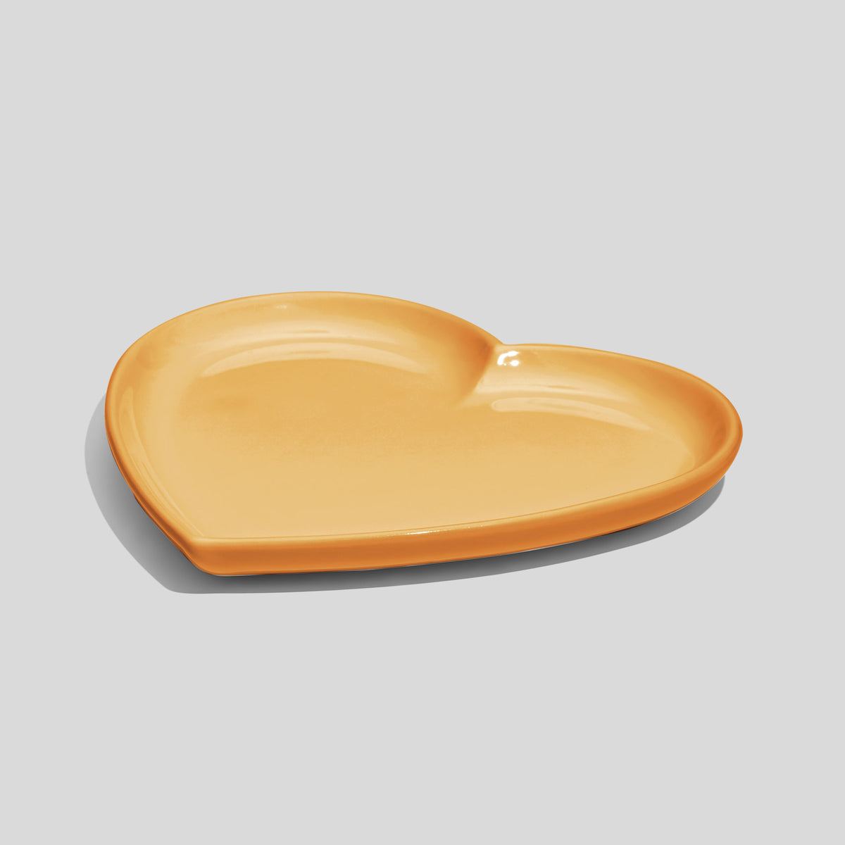 Herzförmiger Keramikteller 14 cm – Senfgelb
