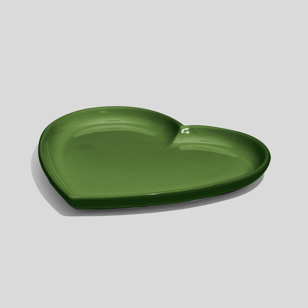 Herzförmiger Keramikteller 14 cm – Tannengrün