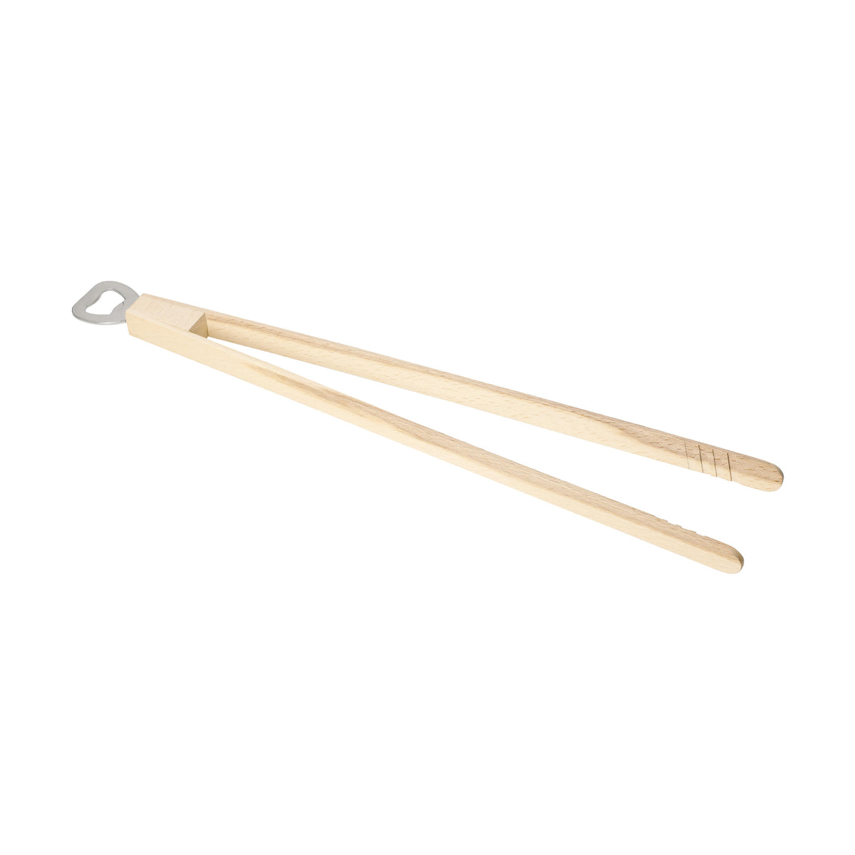 Holz-Grillzange „Opener“ mit Kapselheber, 43 cm – Natur