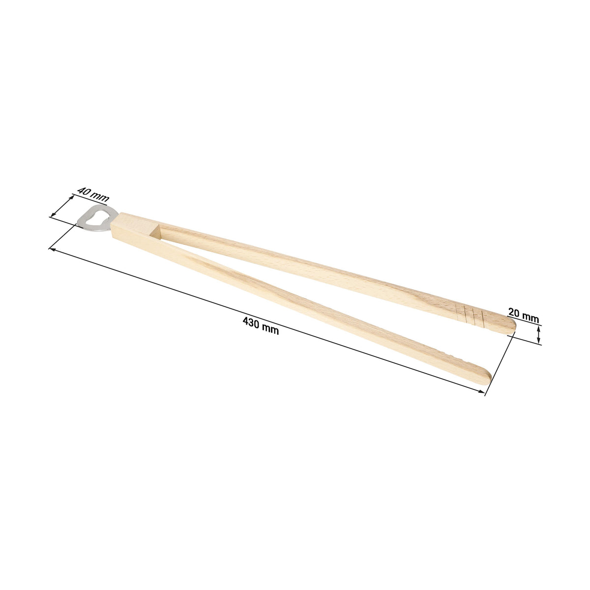 Holz-Grillzange „Opener“ mit Kapselheber, 43 cm