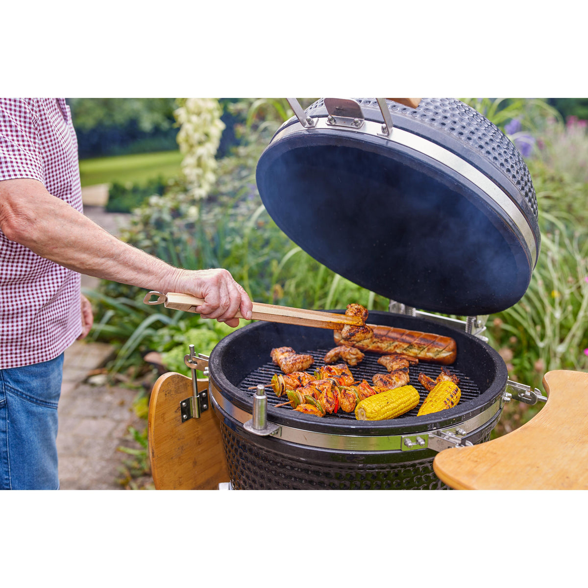 Holz-Grillzange „Opener“ mit Kapselheber, 43 cm