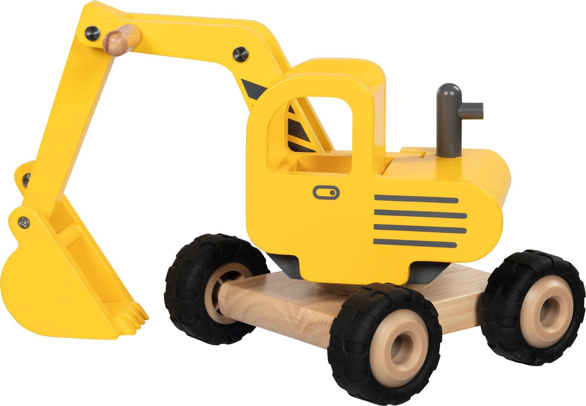 Holzbagger in Gelb mit Baggerarm von goki