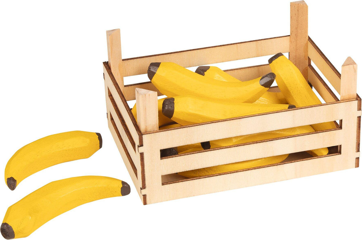 Holzbananen in Obstkiste als Set mit 10 Teilen von goki