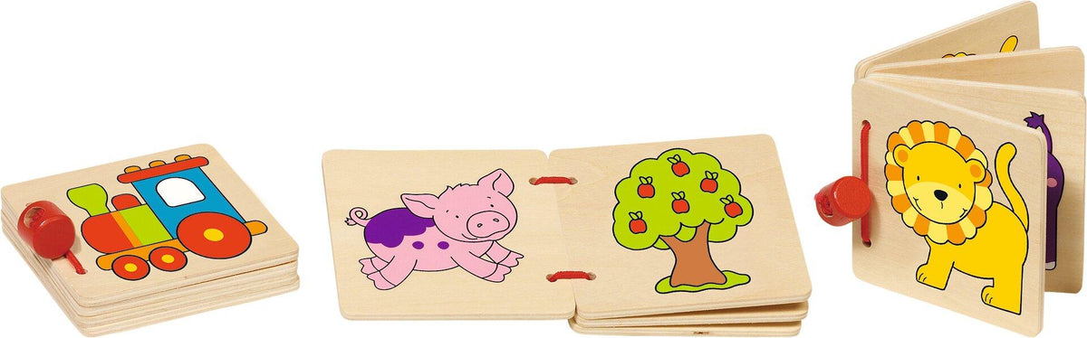 Holzbilderbuch Lok und Löwe von goki – Ansicht