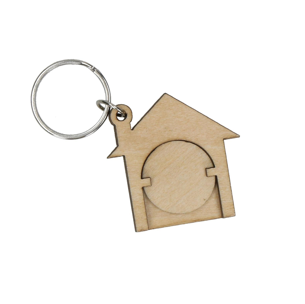 Holzchip-Schlüsselanhänger „House“ – Natur