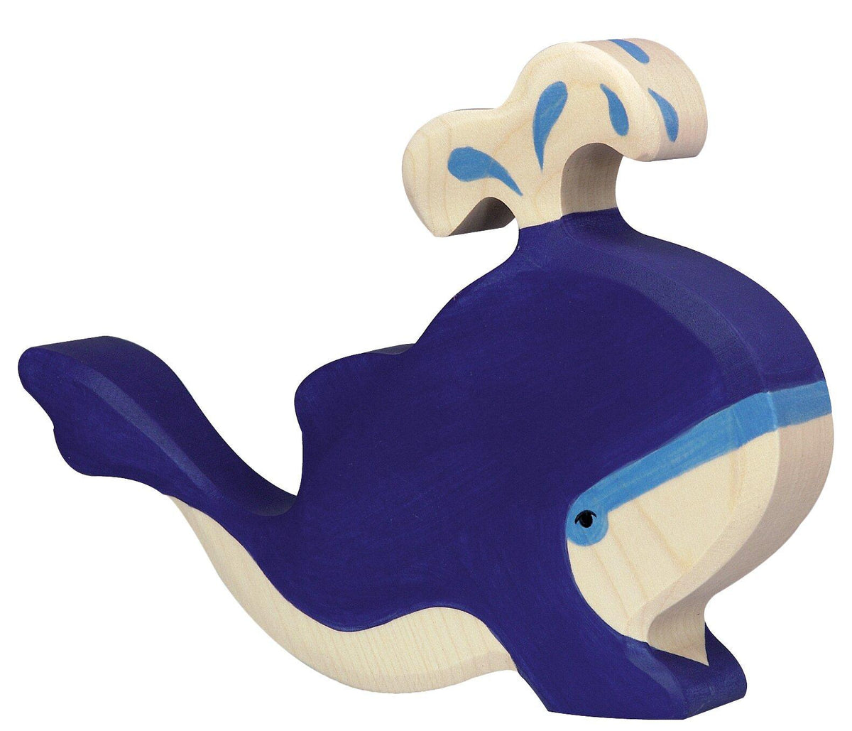 Holzfigur Blauwal mit Wasserfontäne von HOLZTIGER – Ansicht