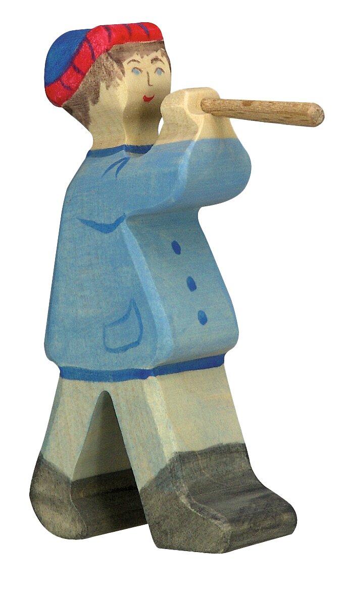 Holzfigur Hirtenjunge mit Flöte und Kappe von HOLZTIGER – Ansicht