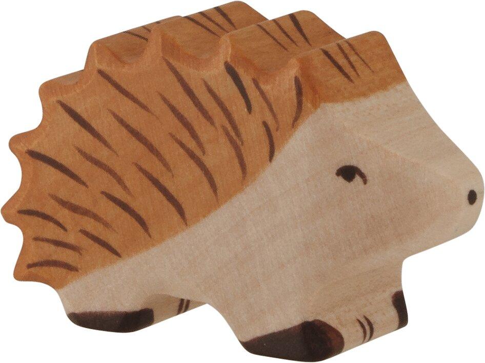 Holzfigur Igel mit braunem Stachelrücken von HOLZTIGER – Ansicht