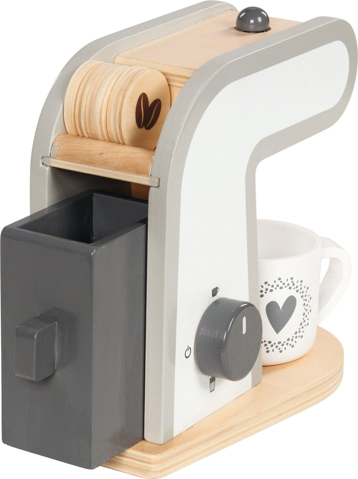 Holzkaffeemaschine mit Milchflasche und Kaffeetalern von goki – Weitere Ansicht