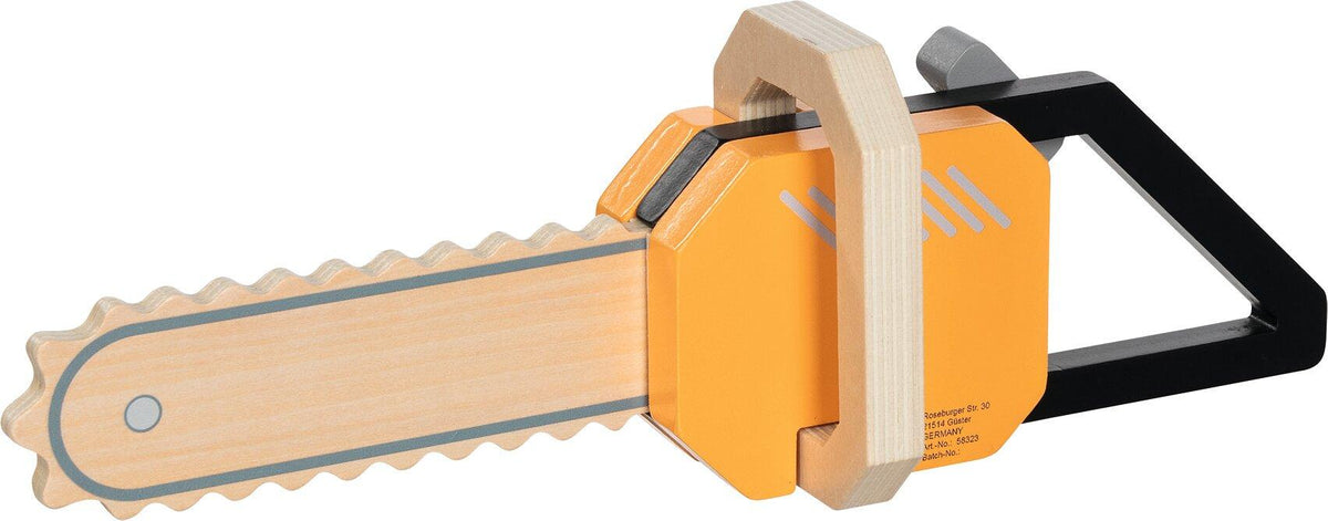 Holzkettensäge in Orange mit Geräusch von goki – Weitere Ansicht