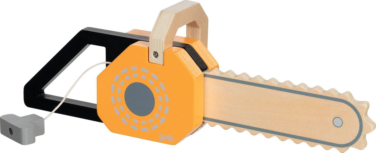 Holzkettensäge in Orange mit Geräusch von goki – Weitere Ansicht
