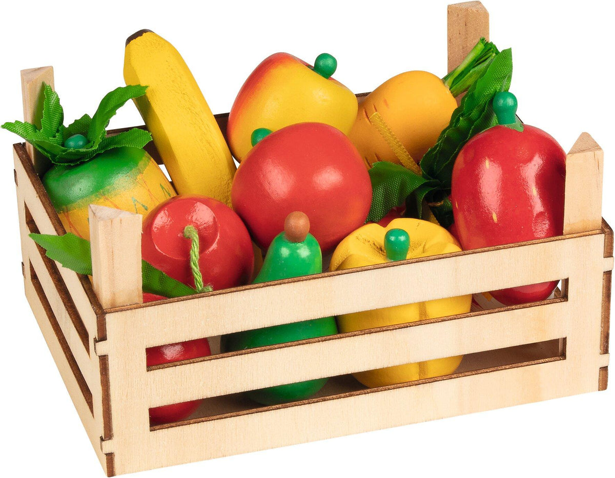 Holzkiste mit Obst und Gemüse, 10 Teile von goki – Ansicht