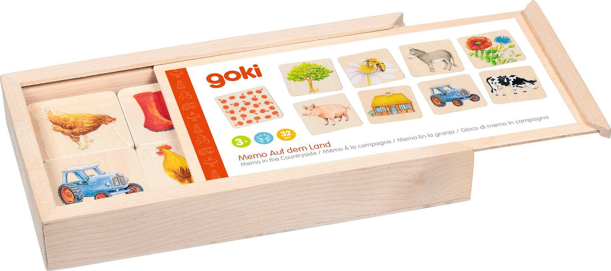 Holzmemo Auf dem Land mit Esel und Fachwerkhaus – dritte Ansicht