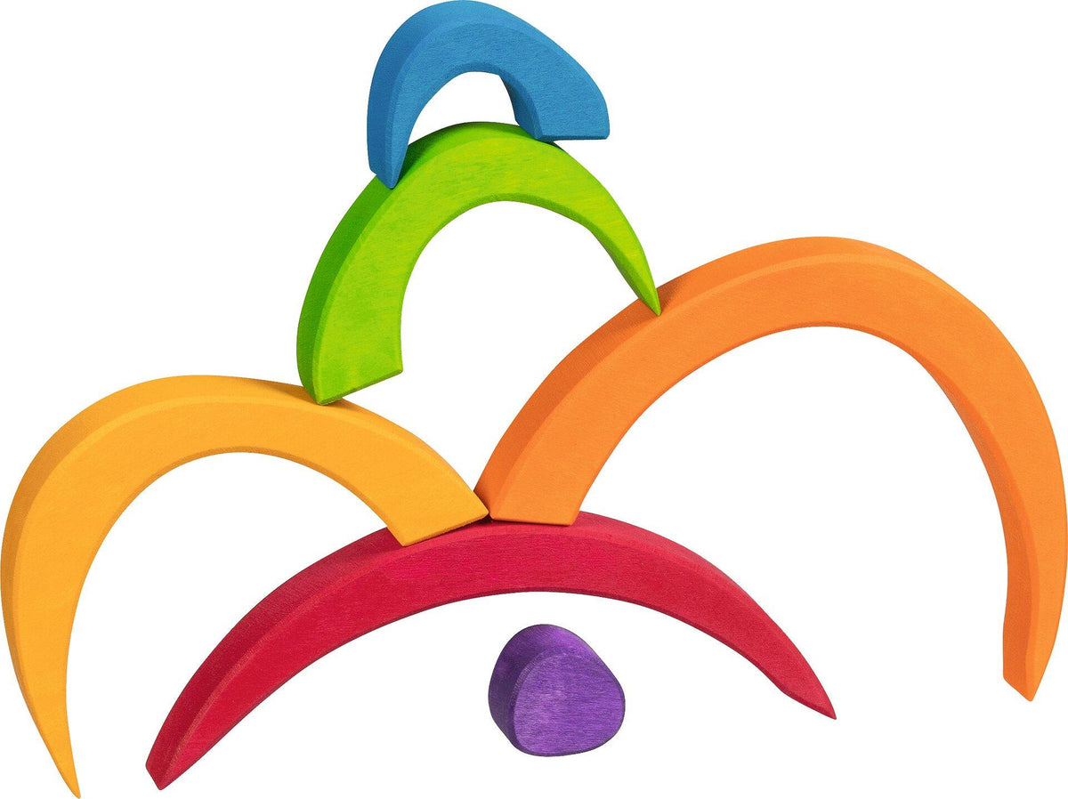 Holzpuzzle Oculus mit Regenbogenringen in runder Form – weitere Ansicht