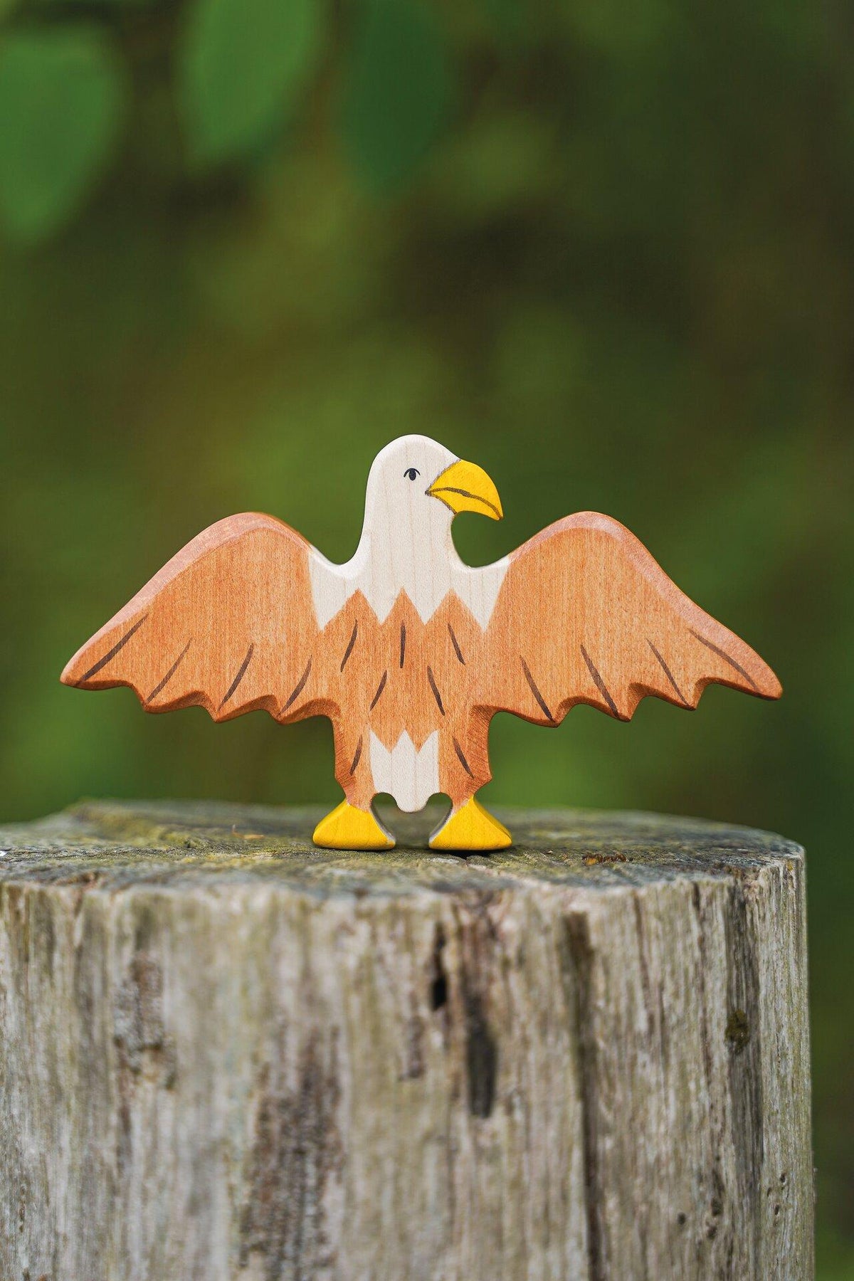 HOLZTIGER Holzfigur Adler mit weit gespreizten Flügeln – Seitenansicht