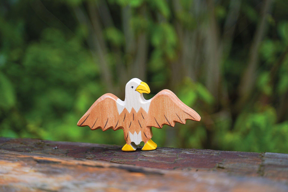 HOLZTIGER Holzfigur Adler mit weit gespreizten Flügeln – Draufsicht