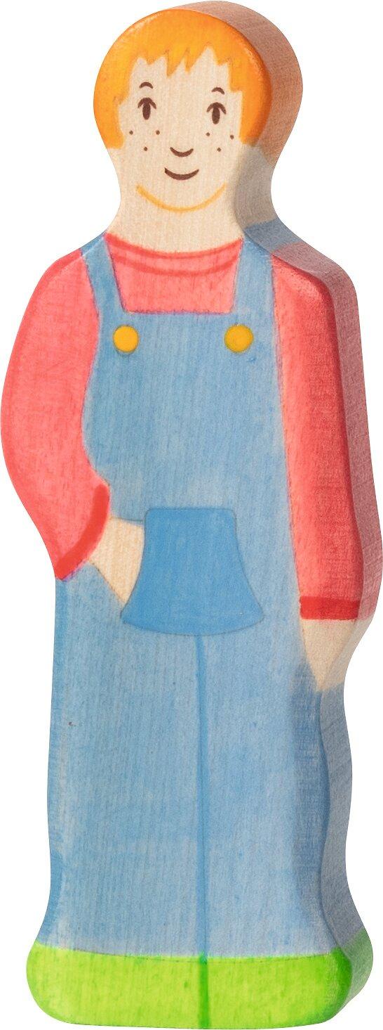 HOLZTIGER Holzfigur Bauernsohn in Latzhose – Ansicht