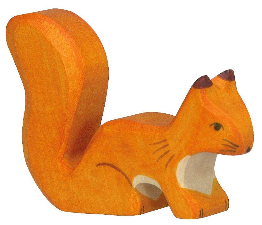 HOLZTIGER Holzfigur Eichhörnchen in Orange – Ansicht