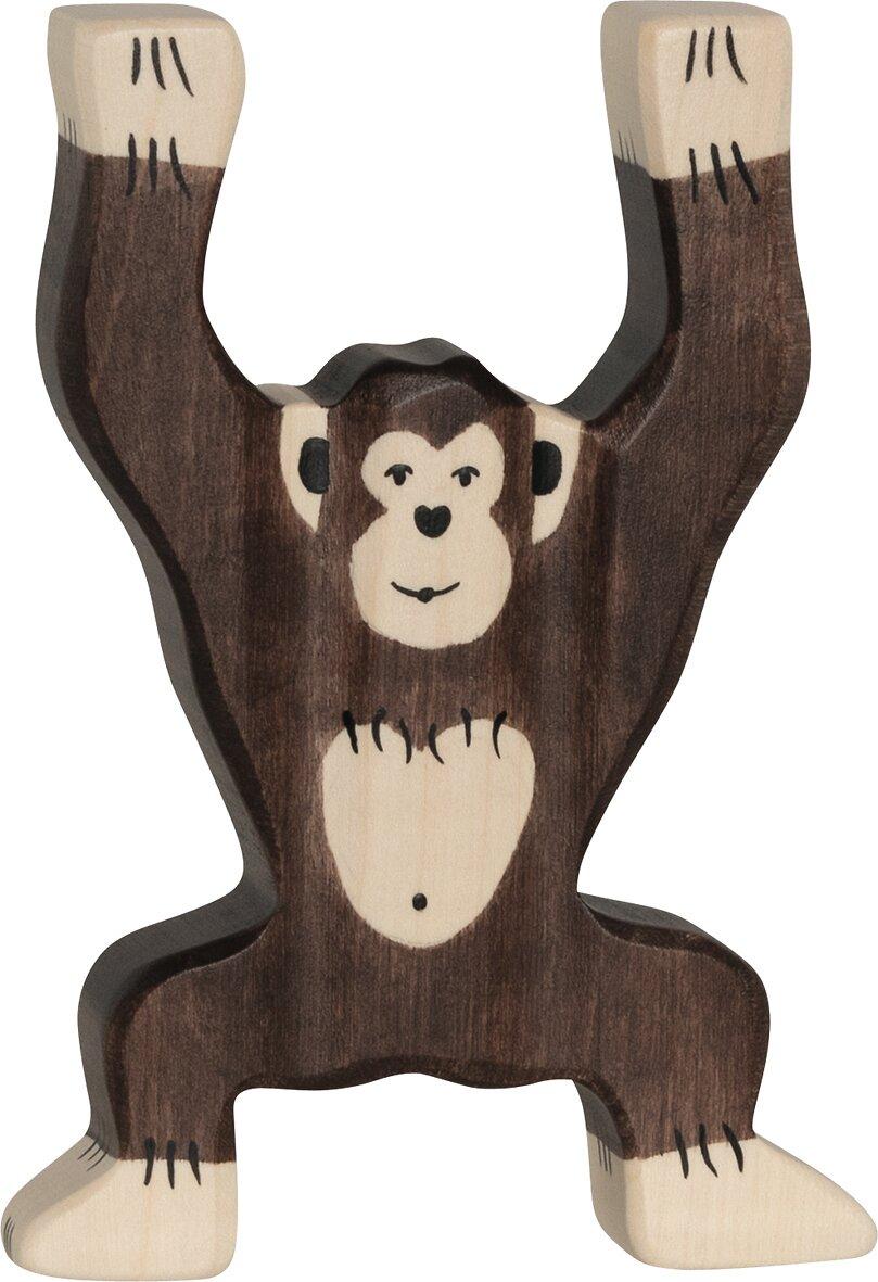 HOLZTIGER Holzfigur Schimpanse mit erhobenen Armen – Ansicht