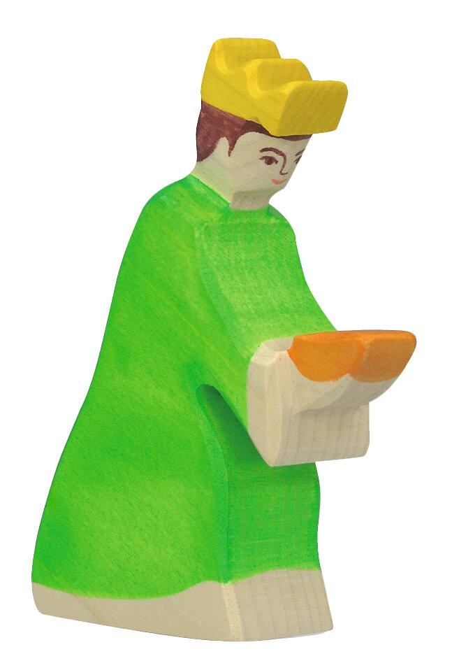 HOLZTIGER Krippenfigur Balthasar mit Krone und Schale – Ansicht