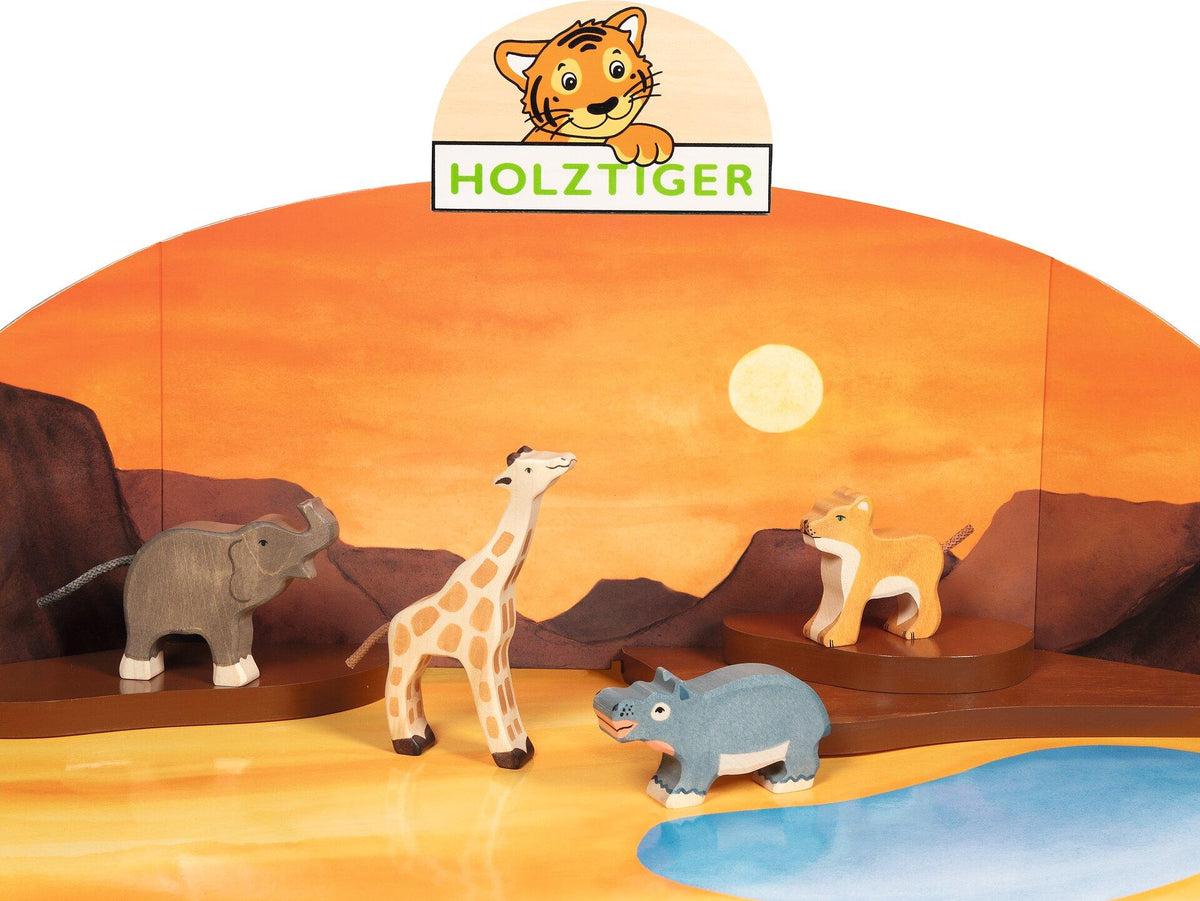 HOLZTIGER Wilde Tiere Set mit Elefant, Giraffe und Nilpferd – Ansicht