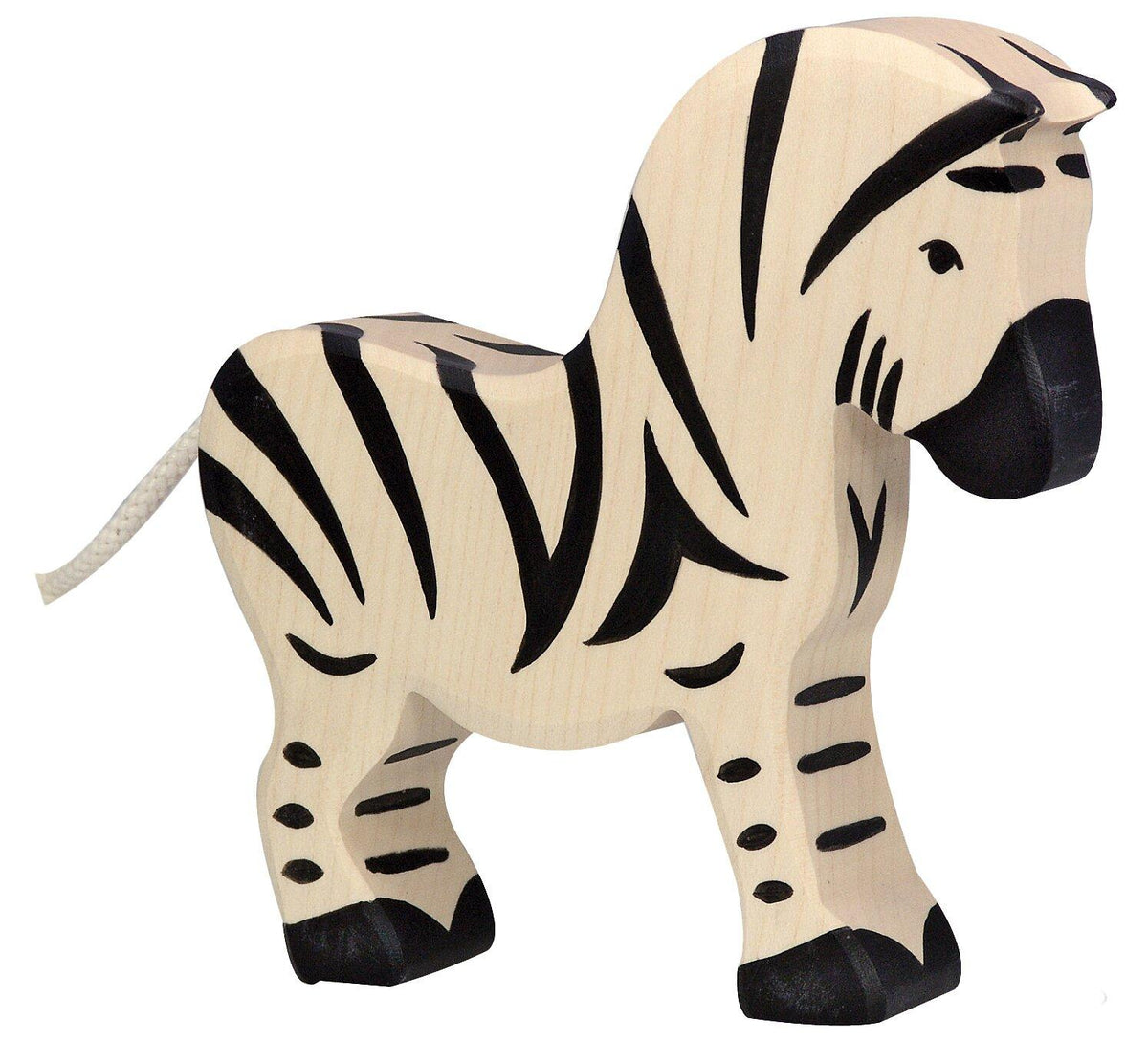HOLZTIGER Zebra Holzfigur mit schwarzen Streifen