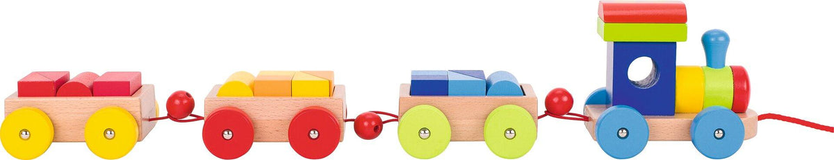 Holzzug Orlando mit drei Wagen und 14 Bausteinen – Ansicht