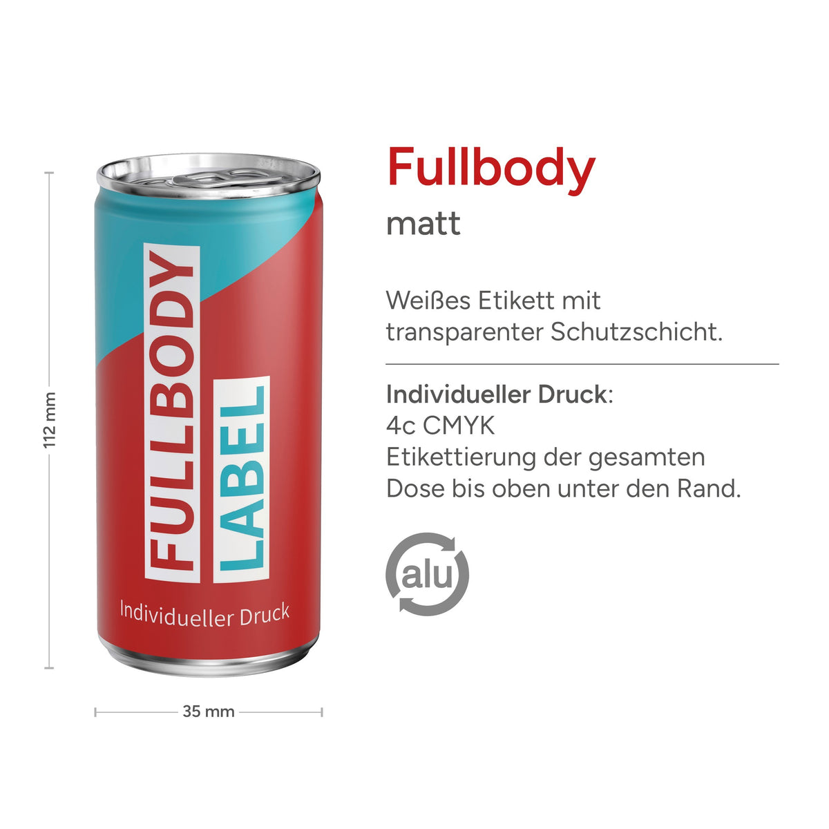 Hugo 200 ml Dose mit Fullbody Etikett