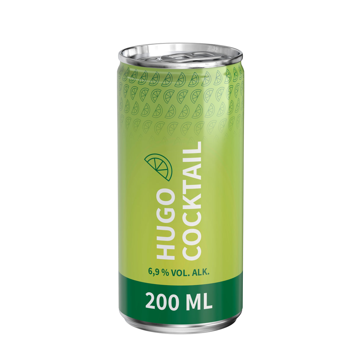 Hugo 200 ml Dose mit Fullbody Etikett – weiß glänzend