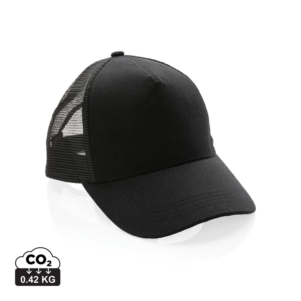 Impact AWARE™ 190gr Brushed rCotton 5 Panel Trucker-Cap – schwarz