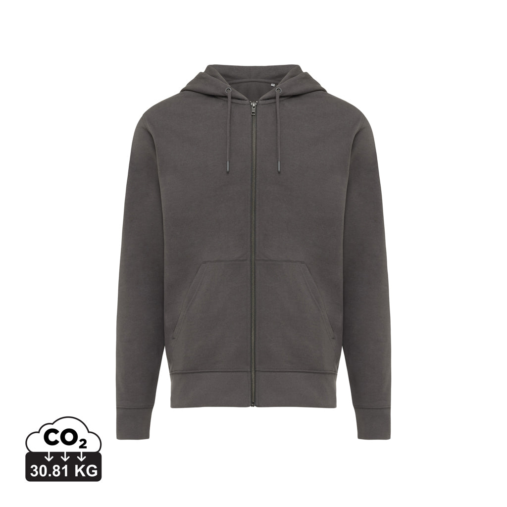 IQONIQ Abisko Zip-Kapuzenpullover aus recycelter Baumwolle – anthrazit