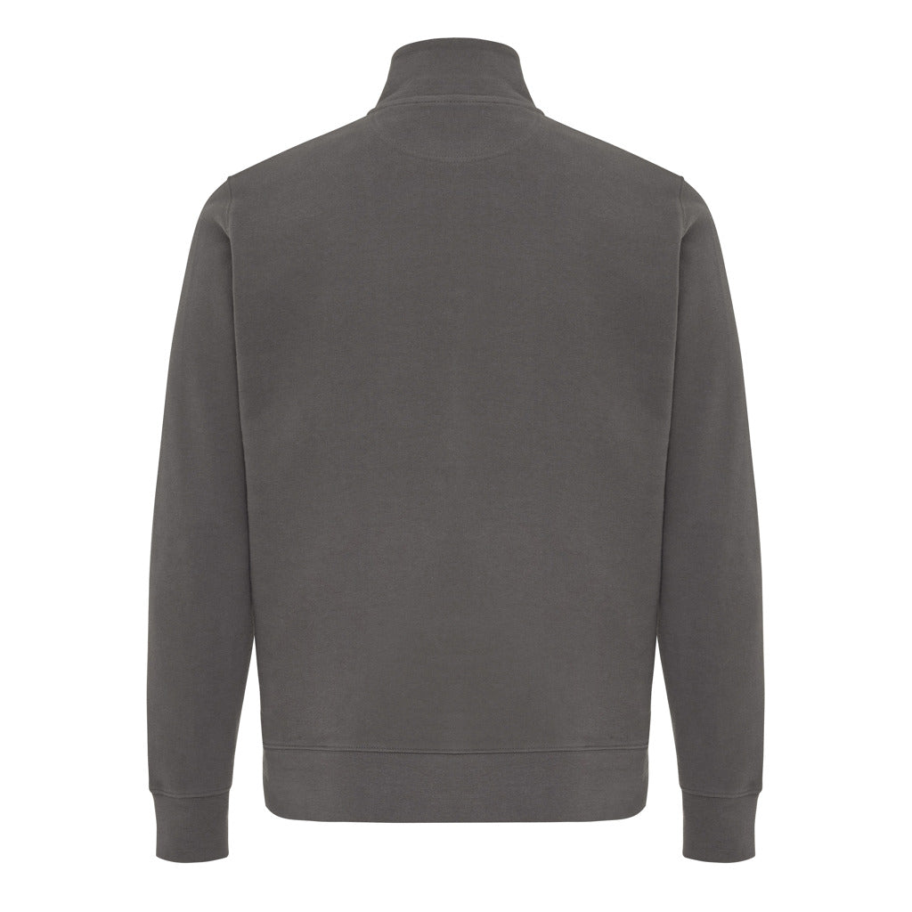 IQONIQ Elgon Quarter-Zip-Sweater aus rec. Baumwolle – anthrazit