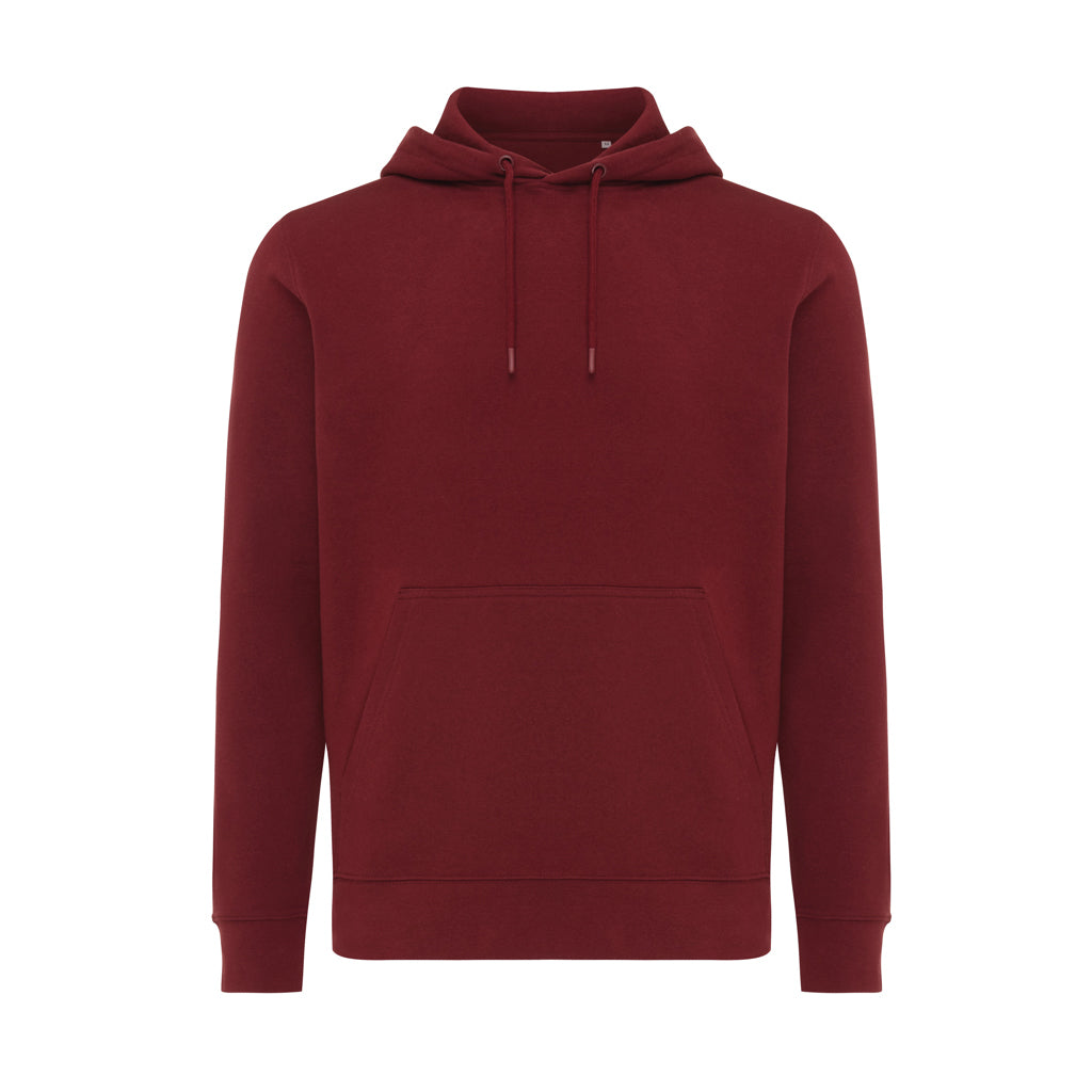 IQONIQ Rila Lightweight Hoodie aus recycelter Baumwolle – burgunderrot