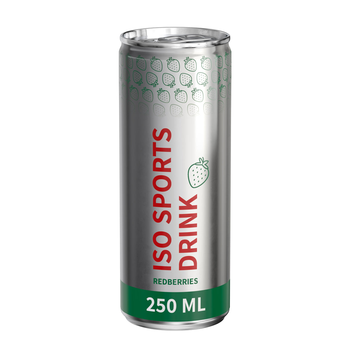 Iso Drink Red Berries 250 ml Dose mit Fullbody Etikett – transparent glänzend