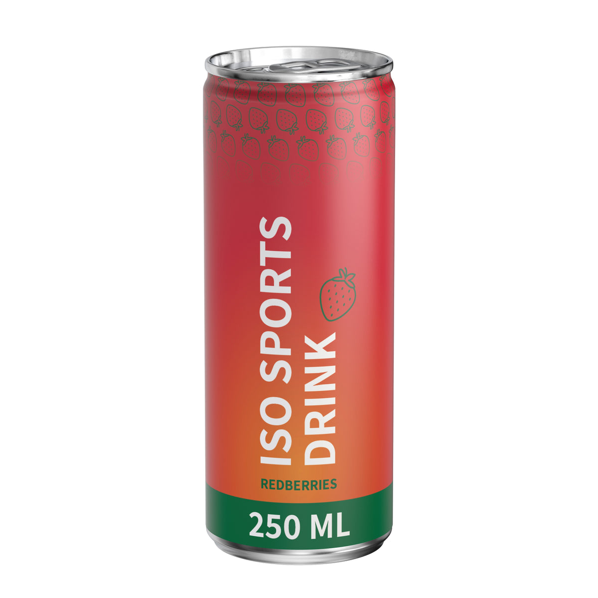 Iso Drink Red Berries 250 ml Dose mit Fullbody Etikett – weiß matt