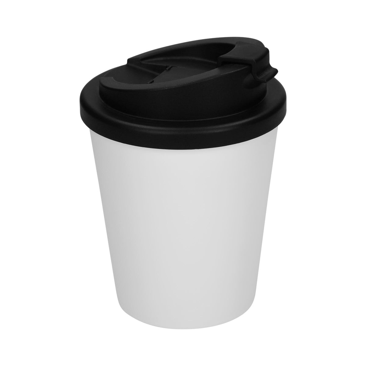 Kaffeebecher „Premium Deluxe“ small – Weiß / Schwarz
