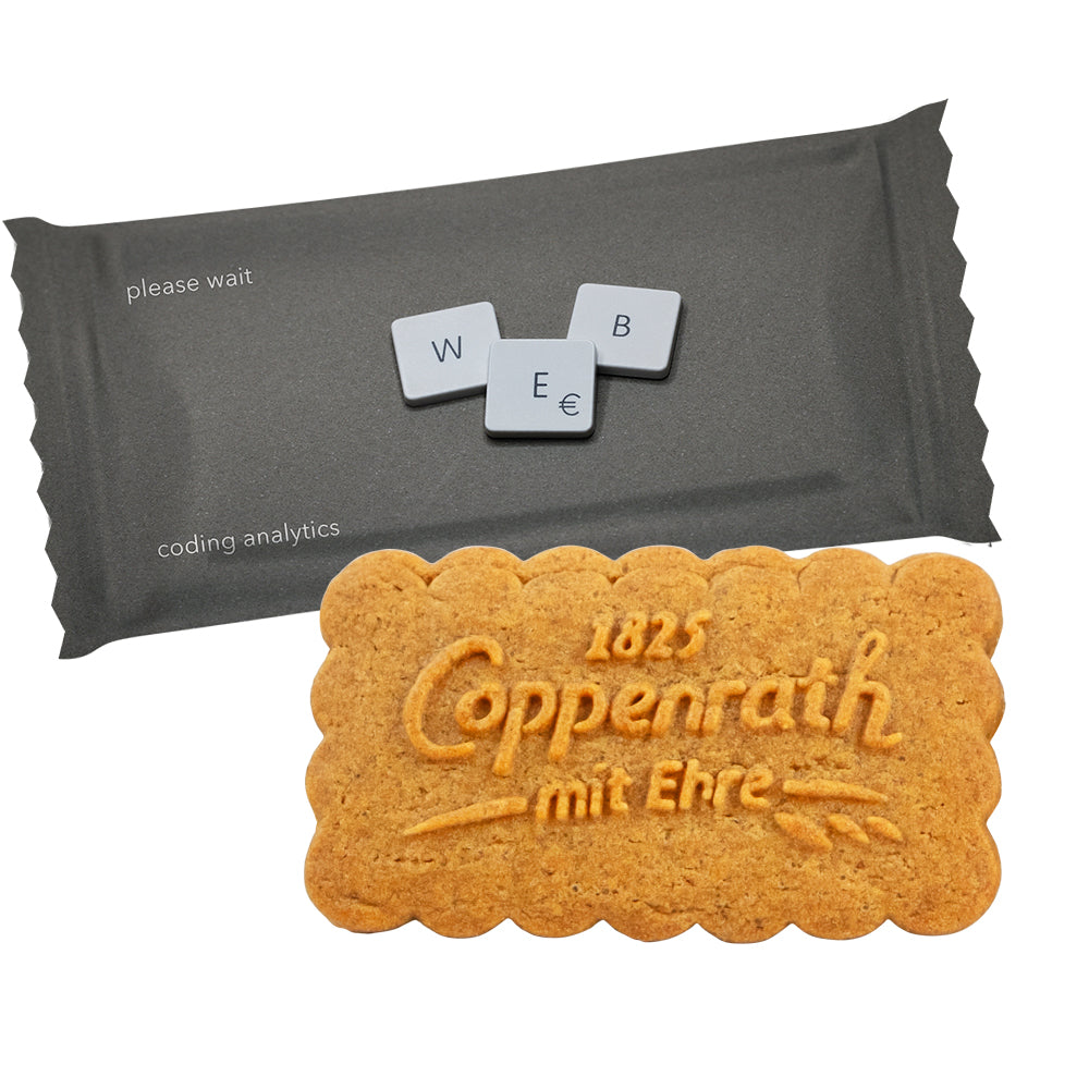 Karamellkeks im Flowpack mit Logo