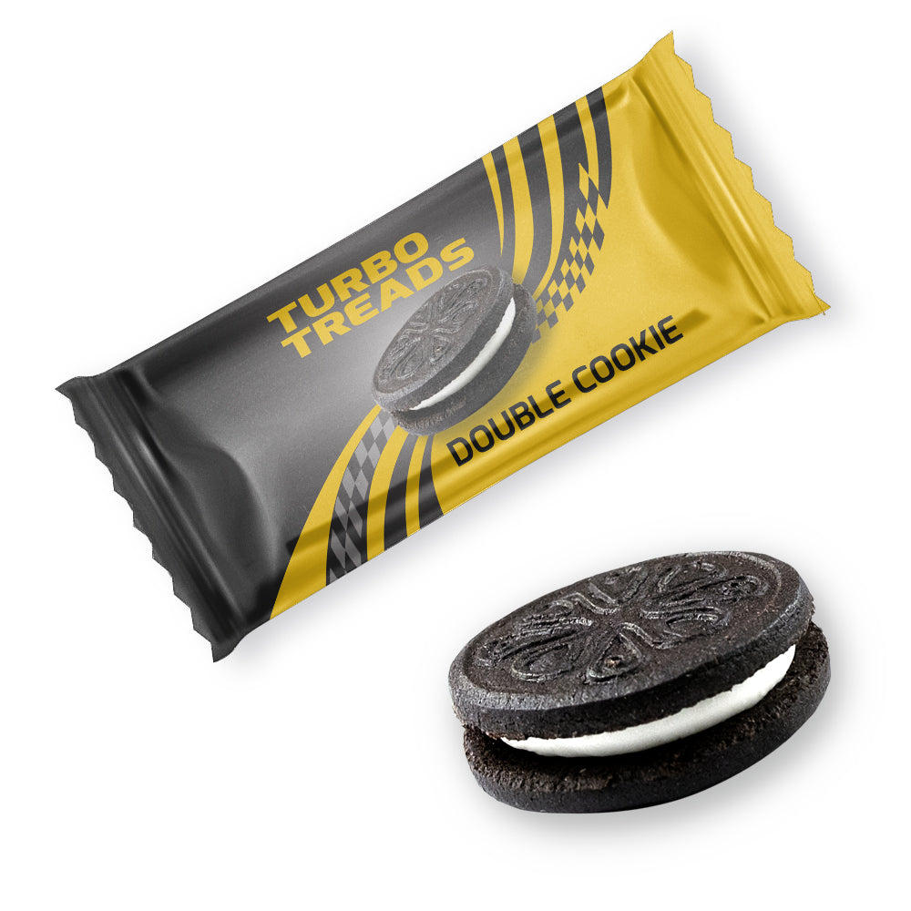Karamellwaffel und Doppelkeks im Flowpack – Doppelkeks mit Vanillecreme, ca. 13 g