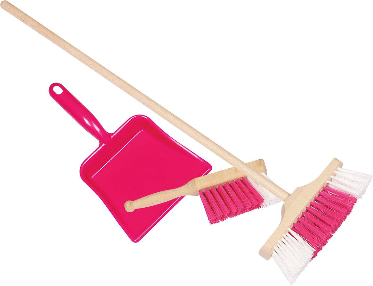 Kehrset pink für Kinder mit Handfeger, Besen und Schaufel – Ansicht