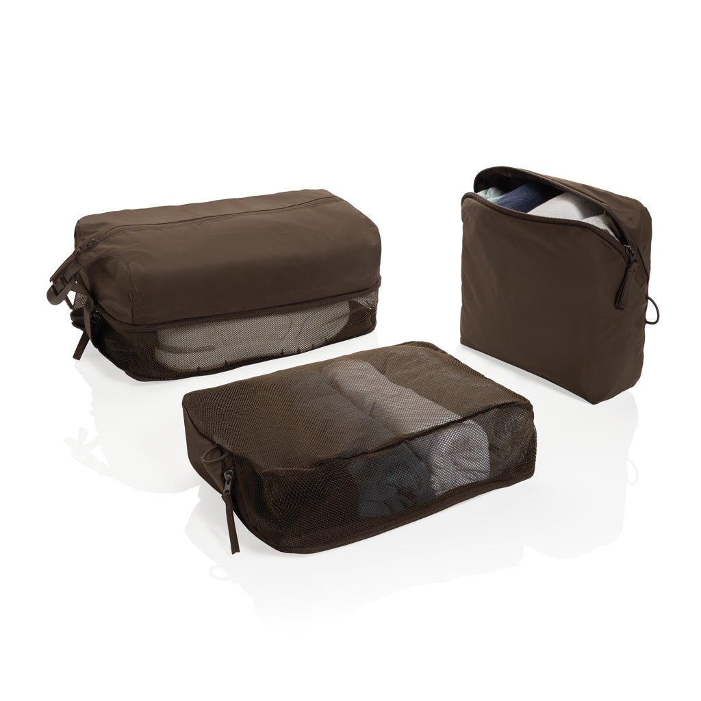 KENTO URBAN Packing Cube Set aus RCS recyceltem Nylon – braun