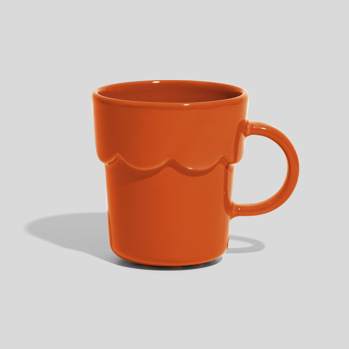 Keramiktasse 250 ml mit Wellenrelief und rundem Henkel – Orange