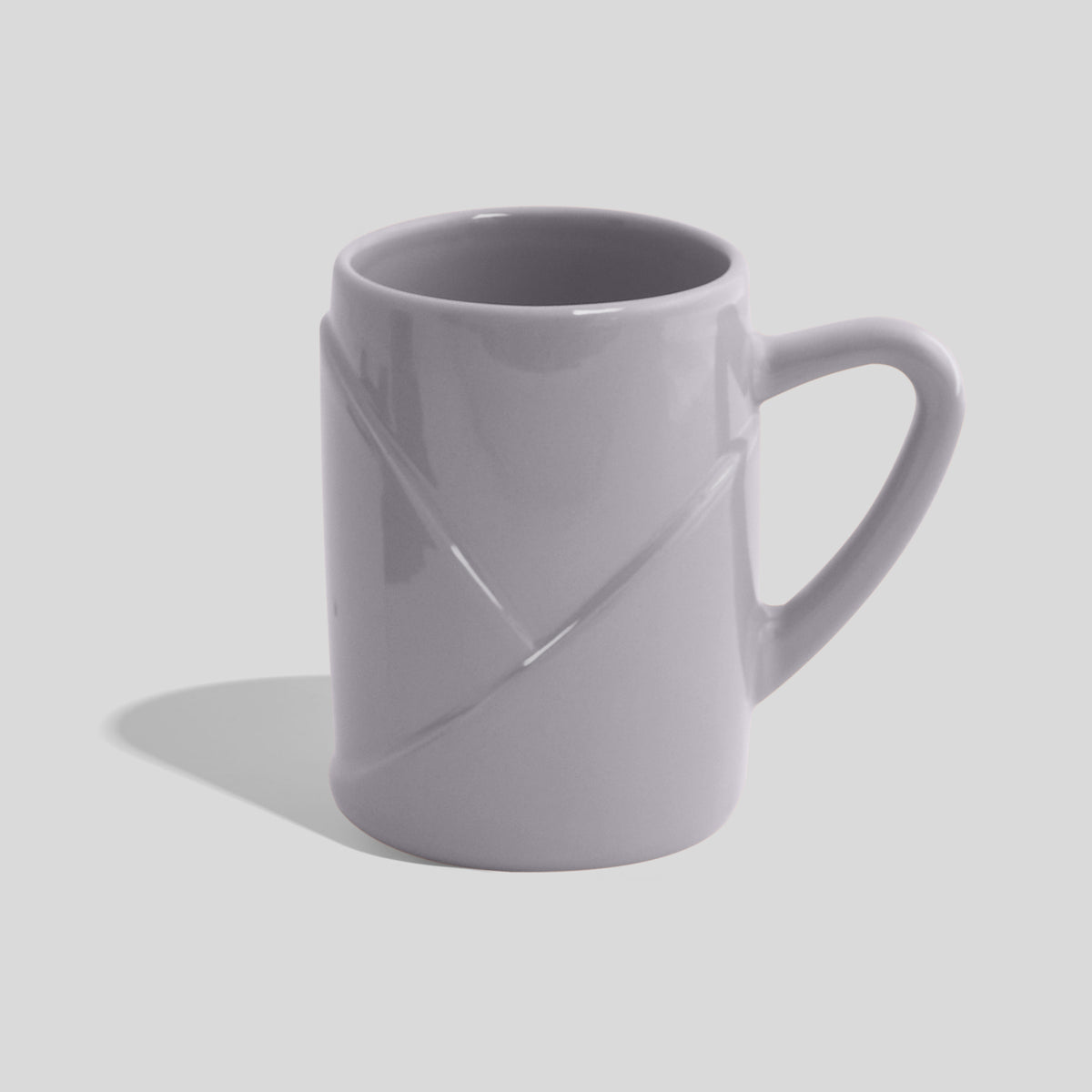 Keramiktasse 400 ml mit diagonalem Faltenrelief – Hellgrau