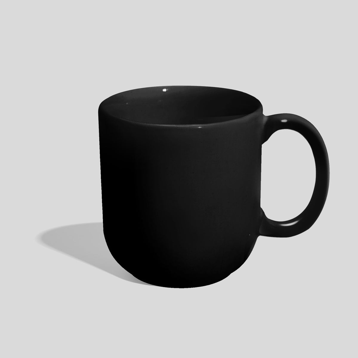 Keramiktasse 400 ml mit gerundetem Boden und Ovalhenkel – Schwarz