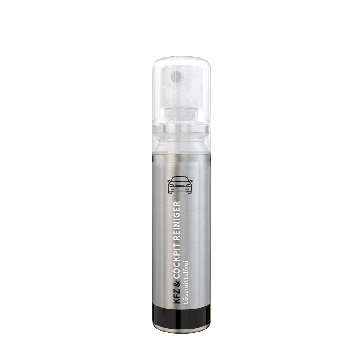 Kfz Cockpit Reiniger 20 ml Aluminiumdose mit Etikett rundum – transparent