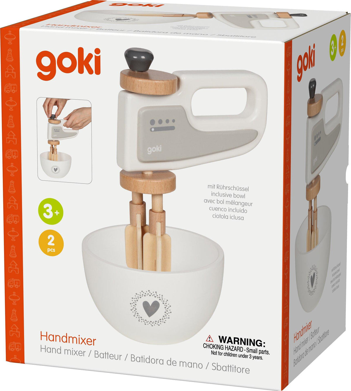 Kinder Handmixer aus Holz mit Rührschüssel von goki
