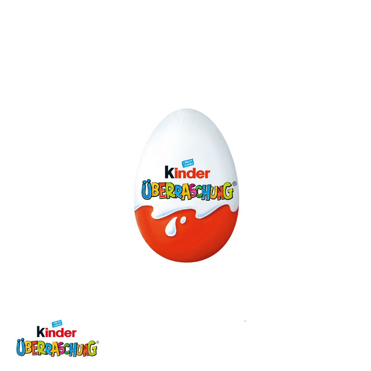 Werbekartonage geöffnet mit einer Kinder Überraschung