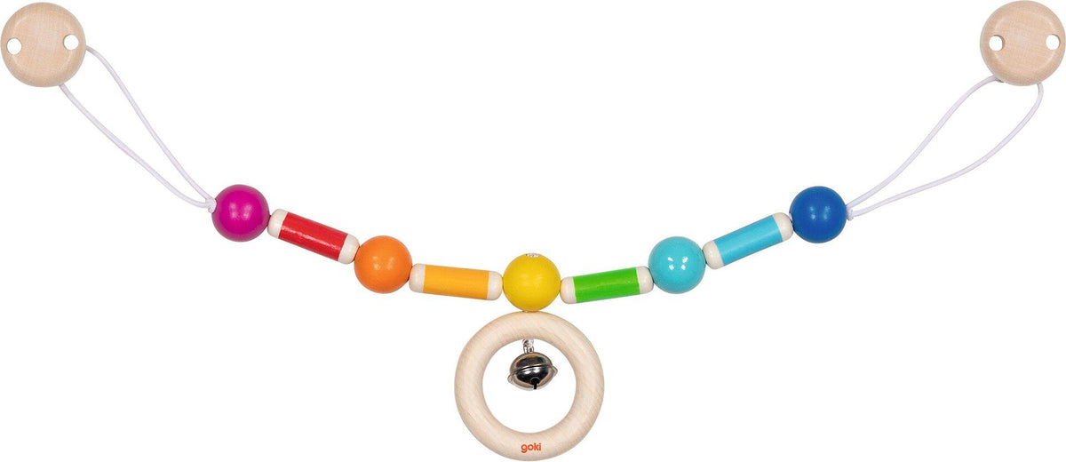 Kinderwagenkette Regenbogen mit Perlen und Scheiben