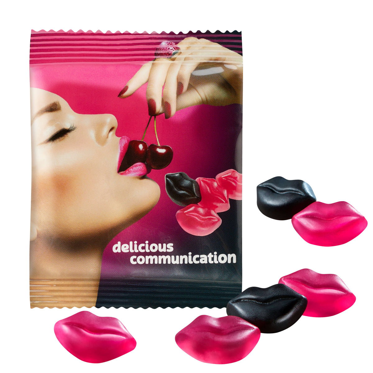 Schwarzwälder Kirsch Küsschen Fruchtgummi im Werbetütchen, 15 g
