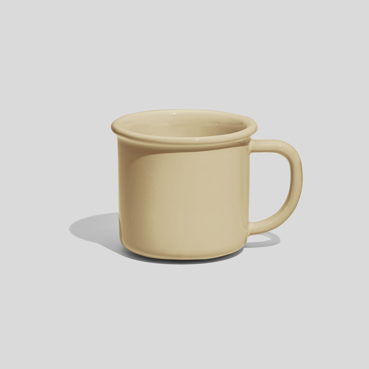 Kleine zylindrische Keramiktasse 130 ml mit Wulstrand – Beige